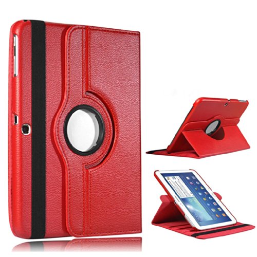 PU Leather Shell Full Body safety Stand tab 3 Case Cover For Samsung Galaxy Tab 3 2014 Edition Model GT-P5200 GT-P5210 GT-P5220 Free Screen Protector & Stylus - Red