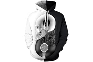 PADOLA Homme Sweat à Capuche 3D Impression Halloween Noël Pull Manche Longue Sweat-Shirt avec Poches Automne Hiver Cadeaux