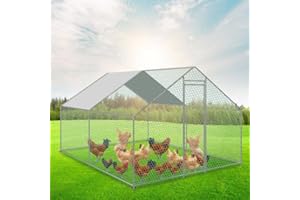 Gimisgu Freilaufgehege Hühnerstall 3x4x2m Hühnerhaus Verzinkter Stahlrahmen Hühnerstall Winterfest Voliere Hühner Kleintiergehege Außen,für Hühnerkäfig Kleintiere Vogelkäfig Haustierkäfig