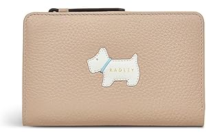 Radley London Loyal Radley Medium Bifold Purse for Women, in Silt Grained Leather with Appliqué Dog