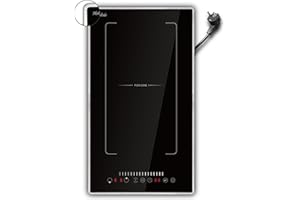 Induktionskochfeld, Hobsir Elektrokochfeld mit Slider-Touch-Steuerung, Einbau-Induktionskochfeld 2 Platten, Flex Zone für BBQ-Funktion, Kindersicherung, mit Stecker