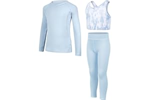 JiAmy Mädchen Yoga Leggings Mädchen Athletic Leggings Training Bras Set Kinder Gym Crop Tank Top Activewear Set für 5-12 Jahre