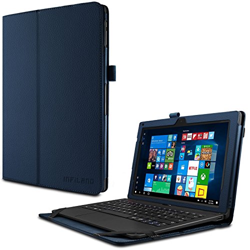 TrekStor SurfTab twin 11.6 Hülle Case -Infiland Slim Fit Folio PU-lederne dünne Kunstleder Schutzhülle Cover Tasche für TrekStor SurfTab twin 11.6 Volks-Tablet, 29,5 cm (11.6 Zoll 2in1 Tablet-PC) (mit Auto Schlaf / Wach Funktion,Tablet und Tastatur sind nicht entgehaltet) (Dunkleblau)
