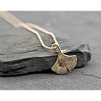 Halskette Kette Anhänger Ginkgo Blatt Gold Farbe Natur Schmuck Geschenk Freundschaft Ginkgoblatt
