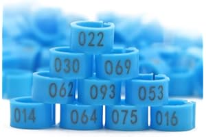 MASXIRCH Anillas para Patas de Palomas con NúMero 001-100 DiáMetro 8Mm Anillas para Patas de Aves de Corral para Pollitos Anillas para Patas de Loros Pollitos Anillas para Patas de Pato (Azul Claro)