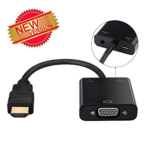 HDMI auf VGA, OMorc 1080P HDMI auf VGA, male auf female, Video Audio Adapter-Kabel Converter mit Micro-USB und 3,5 mm Audio-Anschluss & Kabel für PC Laptop-DVD, Raspberry Pi und andere HDMI-Eingabegeräte
