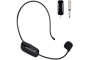 TOPIKY Przenośny głośnik ze wzmacniaczem głosu, mini 3,5 mm, montowany na głowie, bezprzewodowy zestaw słuchawkowy, mikrofon pojemnościowy dla nauczycieli, przewodników, trenerów