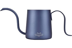 MERMOO YILAN Tetera de café mini con cuello de cisne y hervidor de agua de acero inoxidable 304, 250 ml, perfecta para el uso de filtros de café y preparación de té (azul)