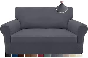 ‎GRANBEST Granbest Stretch 2 Sitzer Bezug sofaüberwurf weicher Mikrofaser Couchbezug Rutschfester Sofabezug Elasthan Couch überzug Möbelschutz für Hunde, Haustiere (2 Sitzer, Hellgrau)