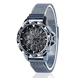 MENGZHEN 1PC Elegante Luxus-Damenuhr Einzigartige rotierende Blume Liebe Armbanduhr mit kreativem Magnet-Design Armband