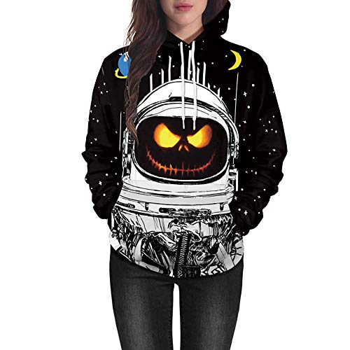 Preisvergleich Produktbild Elecenty Halloween Kapuzenshirt,Kapuzenpullis Frauen Reizvolle Hoodies 3D-Druck Pullover Mit Kapuze Kapuzenpullover Lose Winter Oberteile Herbst Sweatshirts Pullis