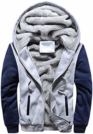 Mens Jacket Coat, DoraMe Fleece Zipper Coat Winter Hoodie Sweater Jacket Warm Outwear (L, Gray)