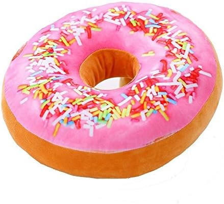 FPBS Delicous Doughnuts Dounuts Pillows Plush Ring Seat Cushions Novelty Gift and Decorations (Strawberry)