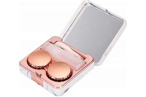 Ycnpeatt Marble Contact Lens Case - Travel Mini Companion Box With Portable Invisible Mirror (Marble Series Rose Gold)