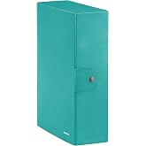 Leitz, box, button closure, laminated cardboard, size 25 x 35, WOW, aqua colour Back 10 cm