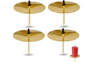 ‎TK GRUPPE TIMO KLINGLER 4X Kerzenhalter Gold Kerzenteller Adventskranzstecker 5 cm Kerzenstecker für Adventskranz Weihnachten Adventskranzhalter mit Dorn