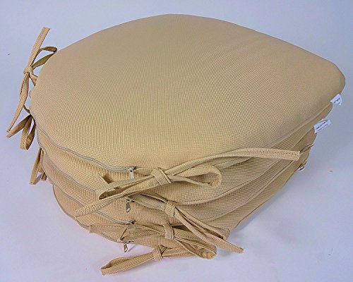 Set 4 x Stuhlkissen / Sitzkissen Altea mit Schleife 38 x 40 cm Dicke 4 cm , Fb. beige , Polyester
