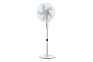 Orbegozo SF 1040 - Ventilador de pie, 3 velocidades, silencioso, cabezal oscilante multiorientable, altura regulable, 45 W, Blanco