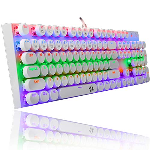 Preisvergleich Produktbild KSCD Mechanische Spieltastatur Steampunk der grünen Achse Retro runde Schlüssel Internet-Café Esports Spielere mechanische Tastatur,White