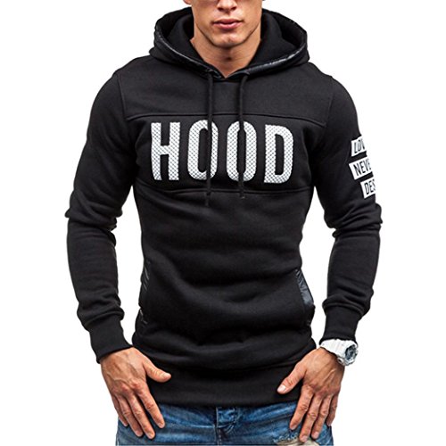 Sweatshirt Homme Cou Rond Impression de café Sweatshirt Manches Longues Pull Tops (M, Noir)