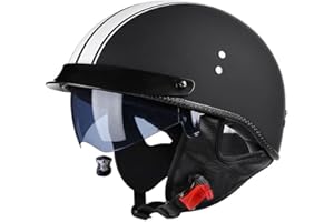 SMILFREE Motorrad Halbhelm Retro Motorradhelm Halbschalenhelm mit ECE Rollerhelm Cruiser Chopper Erwachsene Herren Damen Motorrad Jethelm mit Visier