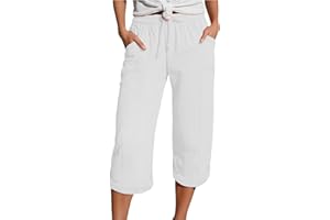 Nuoke Musselin Kurze Hose Damen 2025 Sommer Leinen Shorts Beach Hosen Mit Taschen Sommerhose Leicht Stoffhose Kleid Stretch Gerades Bein Kordelzug Leinenhose Bluse