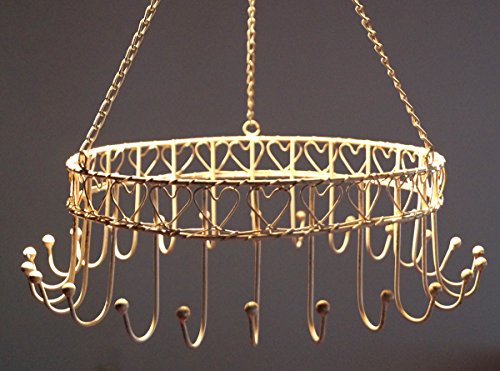 Deckenhänger Kräuterkrone Metall Landhaus Shabby Weiss Creme Ø 30cm