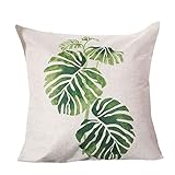 Longra Kissenbezüge Blatt und Kaktus gedruckt Hauptdekoration Kissenbezug Baumwolle Leinen Kissenbezug (A)