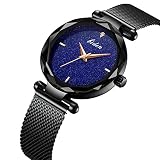 SUNWH Damen Uhr Analog Quarz mit Edelstahl Armband W-3654