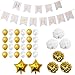 Produktbild 33-tlg. Dekorationen-Set - Gold und Weiß - Pom-Poms, Happy Birthday Banner, Latexballons & Folienballons von Belle Vous - für Geburtstag, Kinder-Partys, Baby-Partys, Abschlussfeiern und Hochzeitsfeiern - Großpackung Dekorationen Zubehör für Mädchen, Jungen & Erwachsene