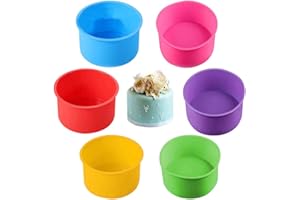 SIMUER 6 stampi rotondi per dolci in silicone antiaderenti per dolci da 10,2 cm (giallo, blu, viola, rosa, rosso, verde)