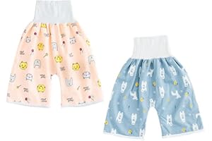 AOOPOO 2 Stück Baby Windelrock Windelhose Töpfchen Trainingshose für Kinder Töpfchentraining für Jungen Mädchen Wasserdicht Saugfähig Baby Trainerhose Kleinkind Töpfchen Hosen 0 Jahre - 8 Jahre