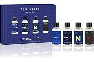 Ted Baker Mini zestaw perfum dla niego, zestaw upominkowy zawierający 4 miniaturowe zapachy dla mężczyzn, odzież skórzana, edycja limitowana, M i X20, 4 x 15 ml