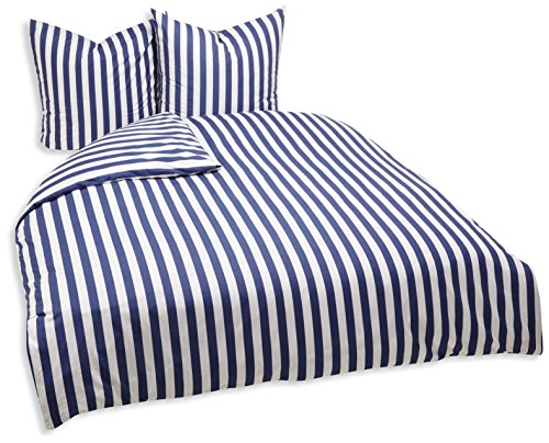 fleuresse Riva 143308 Fb. 2 Feingewebe-Bettwäsche plus 2 x Kissen 80/80, 200 cm x 200 cm, jeansblau