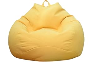 CIVG Copertura per Poltrona a Sacco,Copertura per Sacco di Fagioli senza Riempimento,Pouf a Sacco Morbido con Zipper Fodera per Adulti e Bambini,Poltrona a Sacco Adatta per Salotto(M, Yellow)