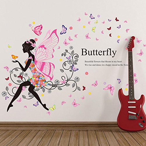 Oyedens Neue SchöNe Schmetterling Blumen-Fee Aufkleber Schlafzimmer Wohnzimmer WäNde - 7