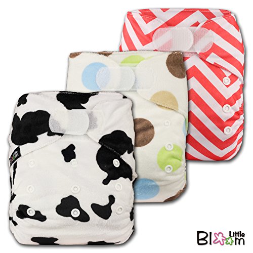 LittleBloom, Reusable Pocket Cloth Nappy, Fastener: Velcro, Set of 3, Patterns 344, With 3 Microfibre Inserts, (see "Special Offers and Product Promotions" for Special Offers Detail)