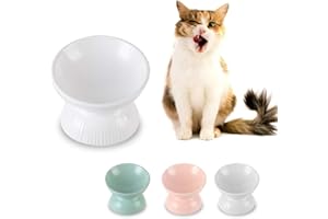 HCHLQLZ Ciotole Gatti Ceramica Ciotola Gatto - Ciotole per Gatti Rialzate Inclinate Design - 125 ml Ciotoline per Gattini Anti Vomito - Scodella Cibo per Gatto Piccola - Adatto per Microonde e Lavastoviglie