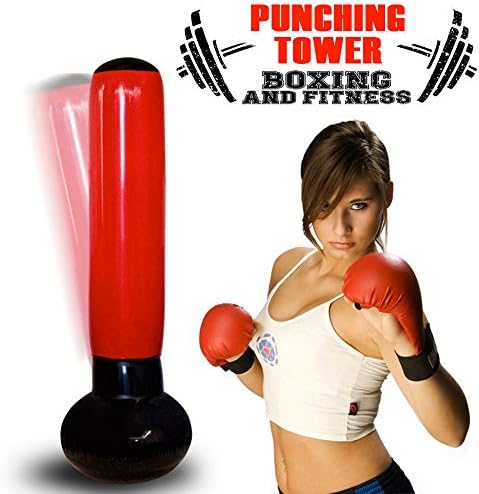 Vetrineinrete® F11 Floor Inflatable Punchbag for Training Martial Arts Karate Fitboxing Boxing Punching, Height 160 cm 