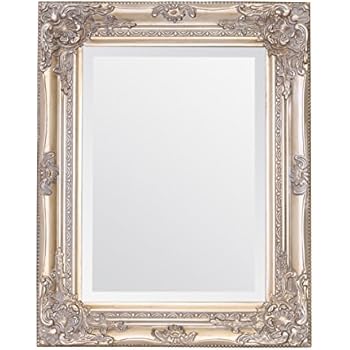 Specchio Muro + Mensola Console Set 50X76 Antico Barocco Argento Anticato 118S