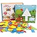 Produktbild Holzmuster Puzzle Blöcke,250 Stück Bunt Geometrie Gestalten Puzzle Tangram Blöcke Spiele mit den Zahlen 0-9 10 Formkarten,Lehrreich Intelligenz Entwicklung Spielzeug für Kinder