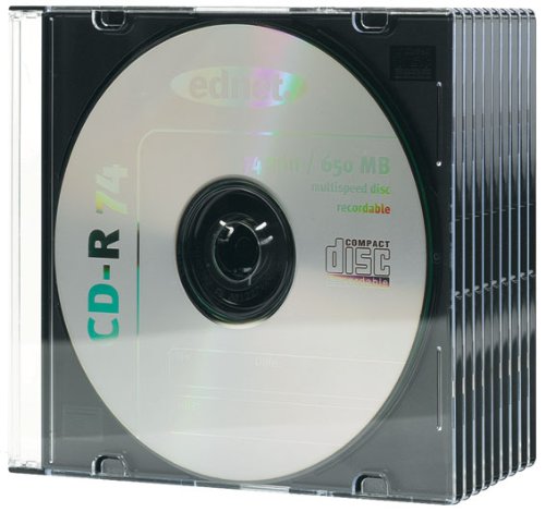 Ednet CD Slim Case 5,2mm Leerhülle für 1 CD/DVD schwarz 10er Pack