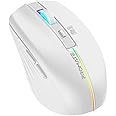 Promate Wireless Mouse, Ergonomic 500mAh Rechargeable LED Backlit Mice with Adjustable 1600DPI, 6 Functional Buttons, RGB Modes and 2.4Ghz Wireless Transmission for MacBook Air, XPS 13, Kitt White