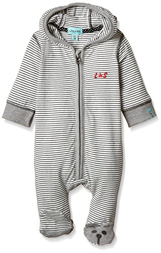 Lilly & Sid Unisex Baby Twinkle Toes Playsuit Romper, Grey/White, 9-12 Months (Manufacturer Size:6-12 Months)