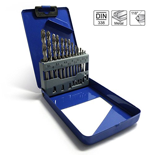 S&R Metallbohrer Set 1,5-6,5mm 118°, 13 Stk, GM-Serie, DIN 338, geschliffen, HSS-Stahl, Metallbox,Profi-Qualität