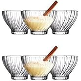 Glass Bowl Set &ndash; Striped Pattern, 6&rsquo; Serving and Dessert Bowl, Stylish Tableware for Salad, Appetizer, Snacks and Ice Cream