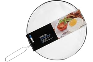 Chef Aid Großer Spritzschutz für Pfannen, 33 cm Durchmesser, Feinmaschiges Netz zum Auffangen von Öl- und Essensspritzern, Edelstahl