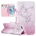 Produktbild Honghushop PU Leder Hülle für iPhone 6s Plus iPhone 6 Plus Hülle Brieftasche Klapphülle Flip Case Rosa Weiß Marmor Design Ledertasche Schutzhülle iPhone 6s Plus 6 Plus Stand Folio Hülle Etui Scratch Magnetverschluss Fächern Karten Handyhülle für Apple iPhone 6s Plus/6 Plus Case Cover