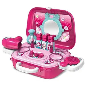 Gopinath Trade Pretend Play Cosmetic and Makeup Toy for Girls Beauty Kit with Foldable Trolley Bag for Girls & Kids | Beauty Set for Girls (2 in 1 Portable CASE Bag)