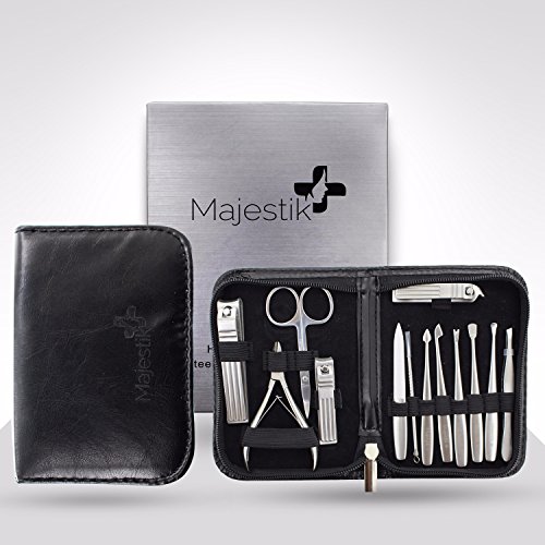 Professional 13pcs Stainless Steel Nail Clipper Travel & Grooming Kit Nail Tools Manicure & Pedicure Set with leather case, 100% Money-Back Guarantee of Satisfaction!